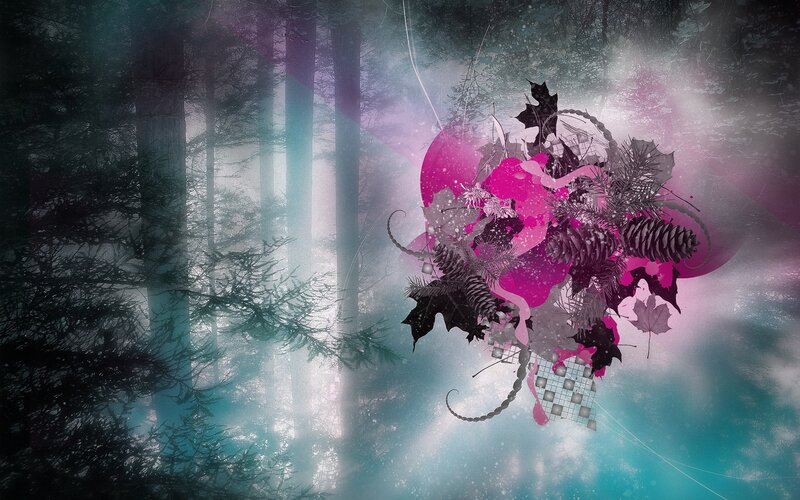 Forest with Abstract Elements — Pink