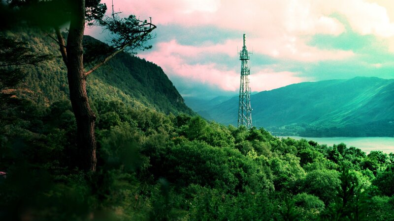 Forest with communication tower