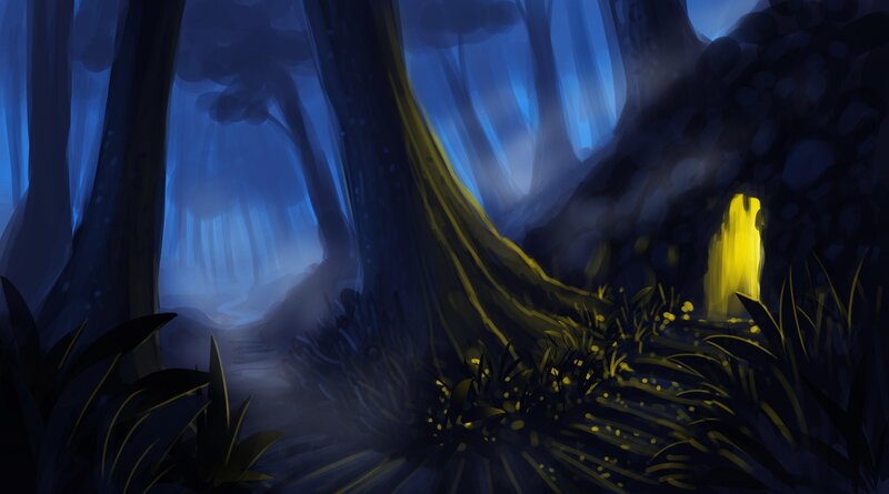 Forest with Glowing Cave