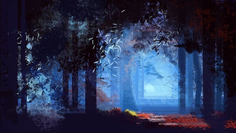 Forest with Glowing Leaves — Blue