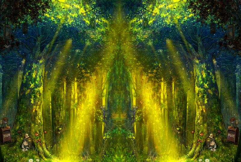 Forest with Glowing Light — Green, Magical