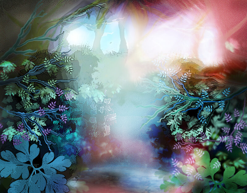 Forest with Glowing Light — Green