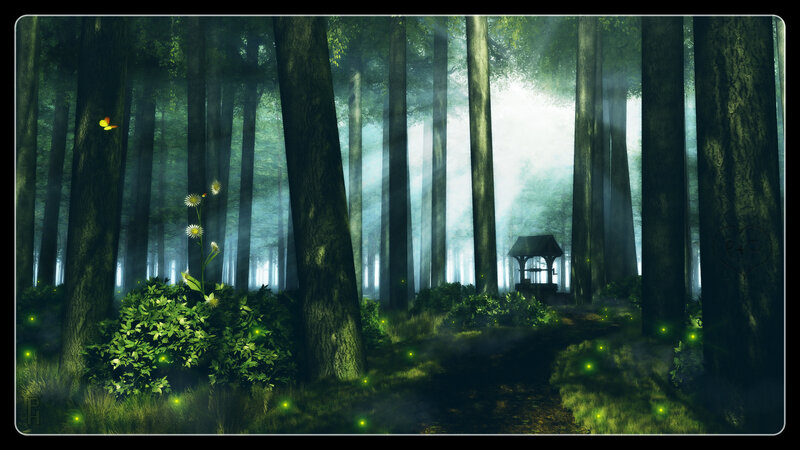 Forest with Glowing Lights