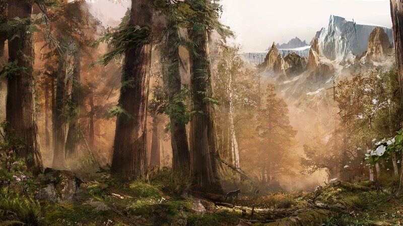 Forest with Mountains — Green