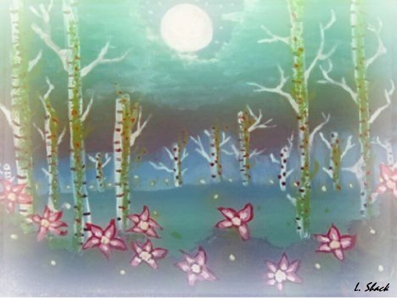 Forest with Pink Flowers