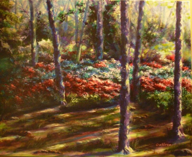 Forest with Red Flowers