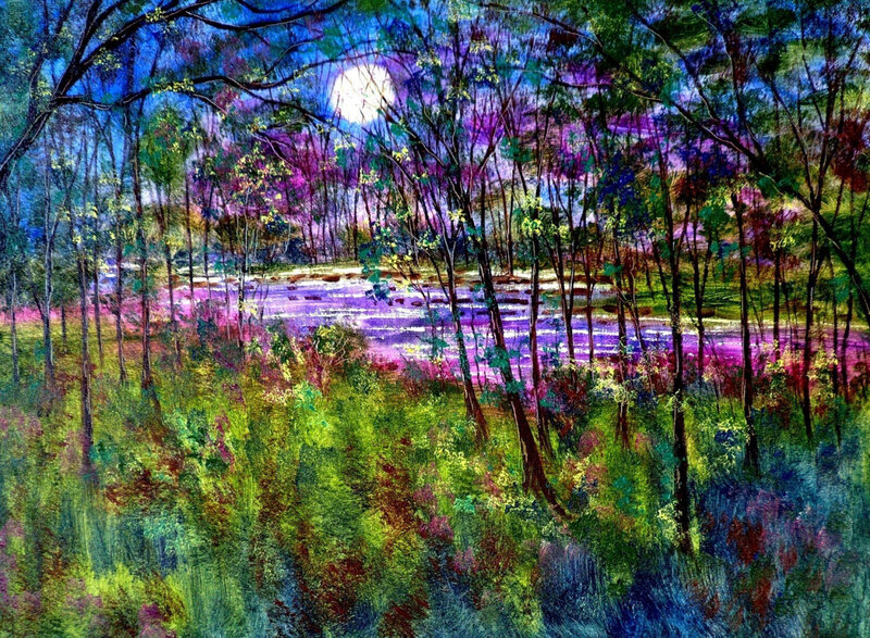 Forest with River at Night