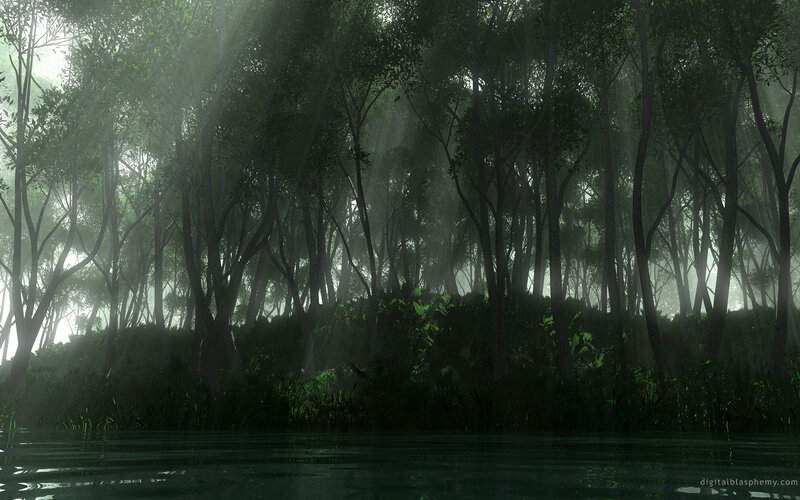 Forest with River — Green
