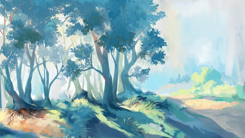 Forest with Sunlight — Blue, Serene