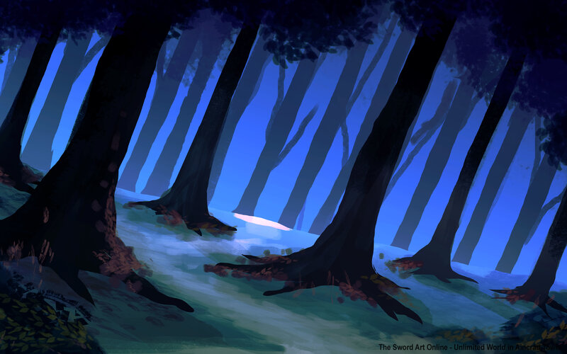 Forest with Tall Trees — Blue, Mysterious, Night