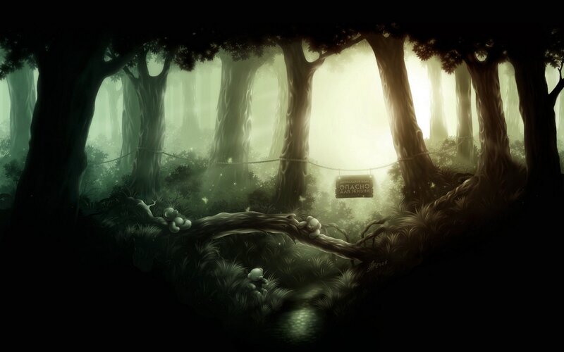 Forest with Teddy Bears — Green