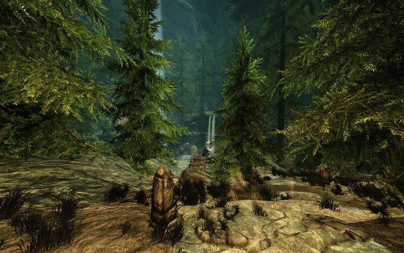 Forest with Waterfall — Green