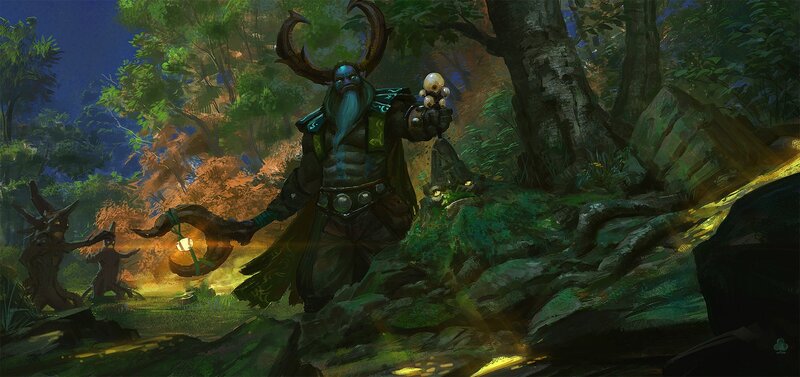 Forest wizard with skull staff