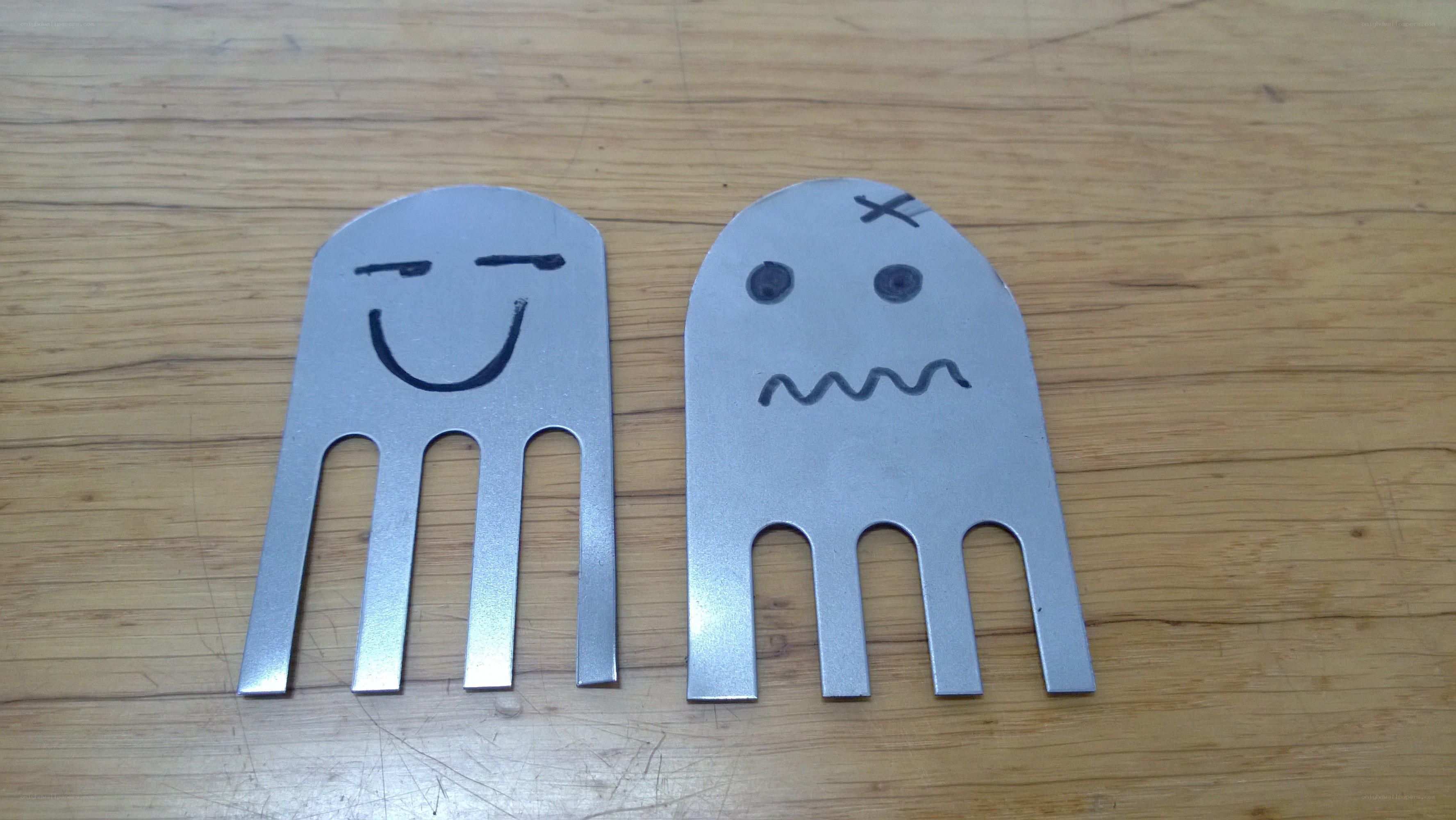 Fork characters with drawn faces