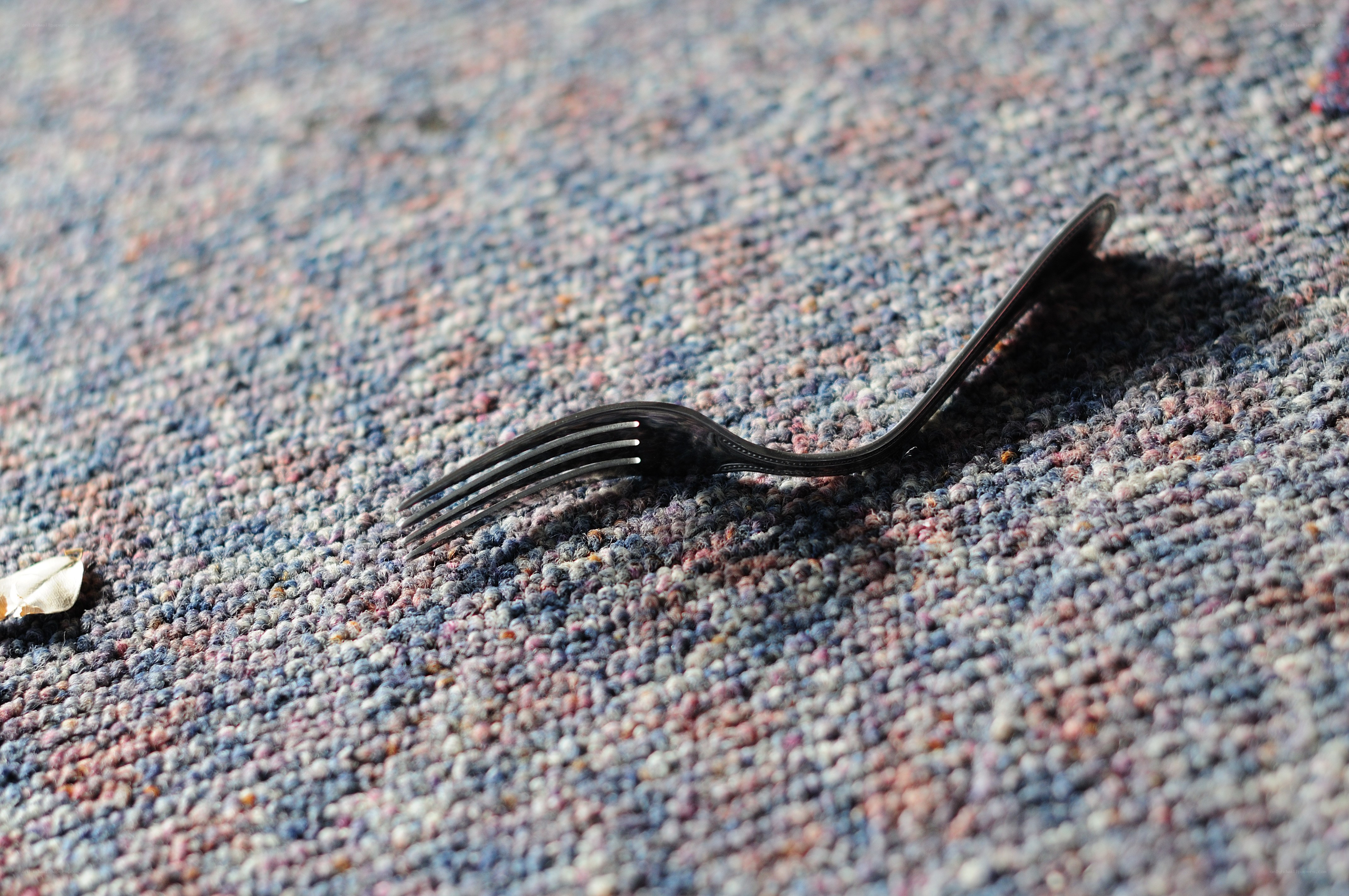 fork on textured carpet