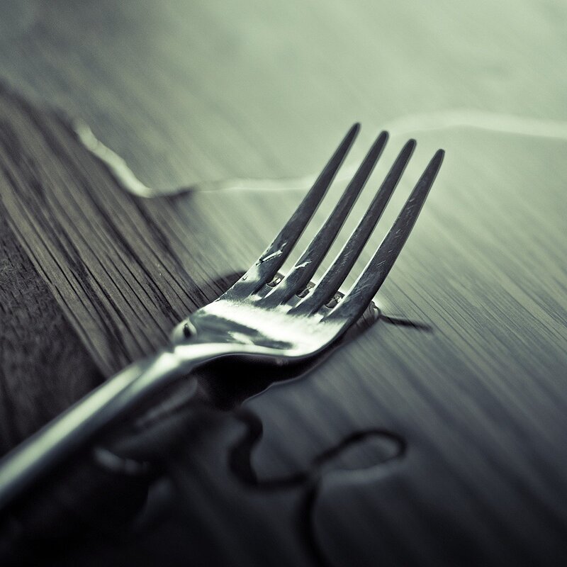 fork on wooden surface