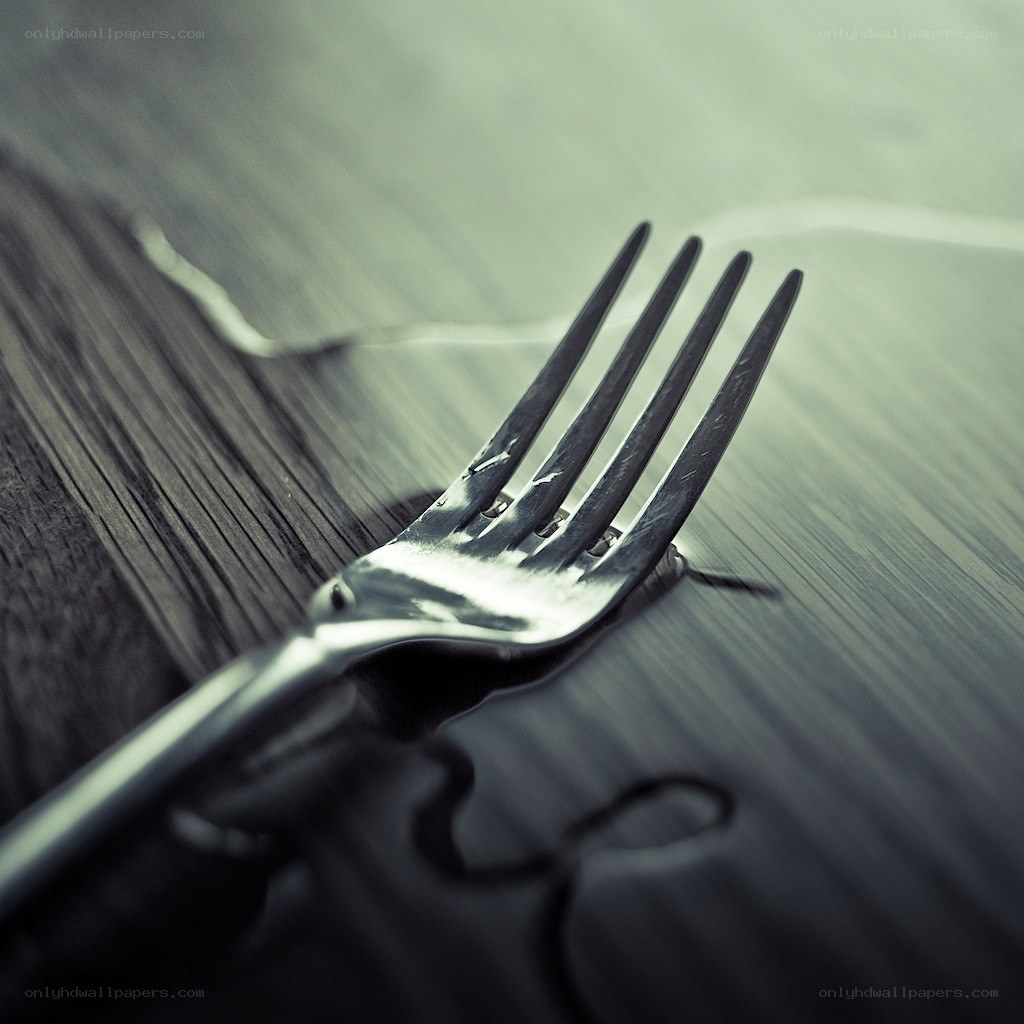 fork on wooden surface