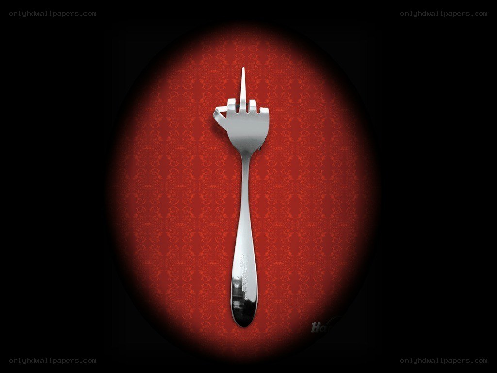 Fork with middle finger gesture