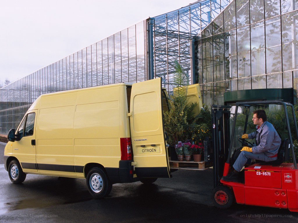 Forklift loading plants into van