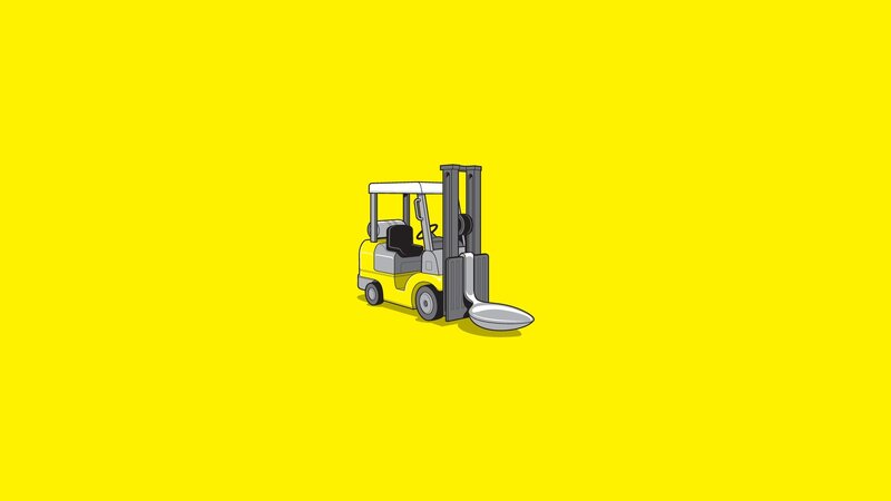 Forklift with Spoon — Yellow