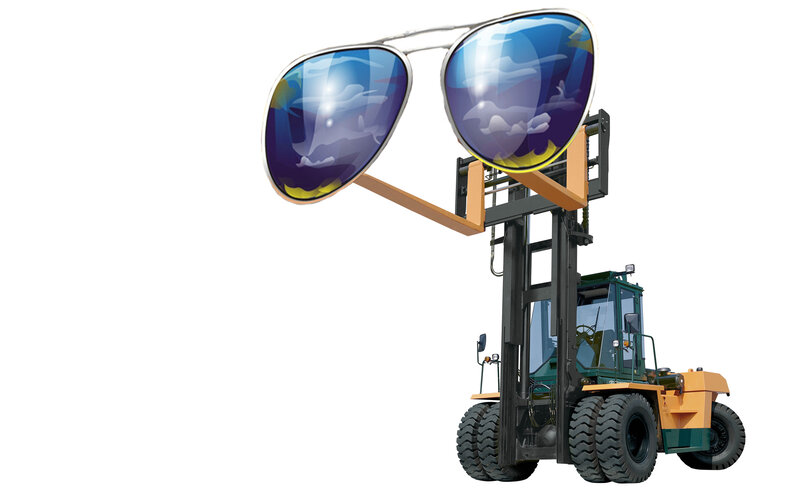Forklift with sunglasses