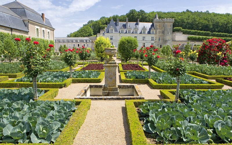 formal garden with castle