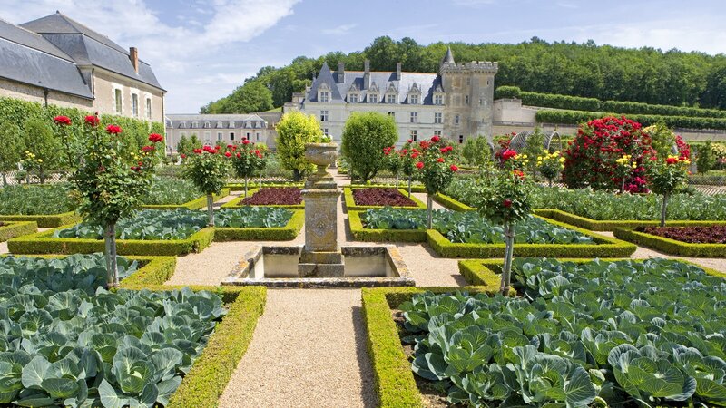 Formal Garden with Castle — Green, Serene, Afternoon, Photograph