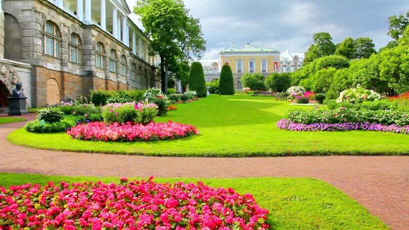 Formal Garden with Flowers — Green, Serene, Summer