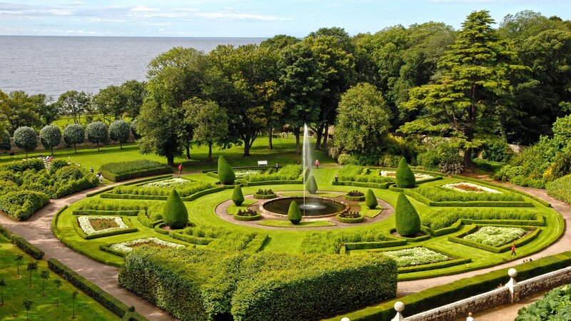 formal garden with fountain