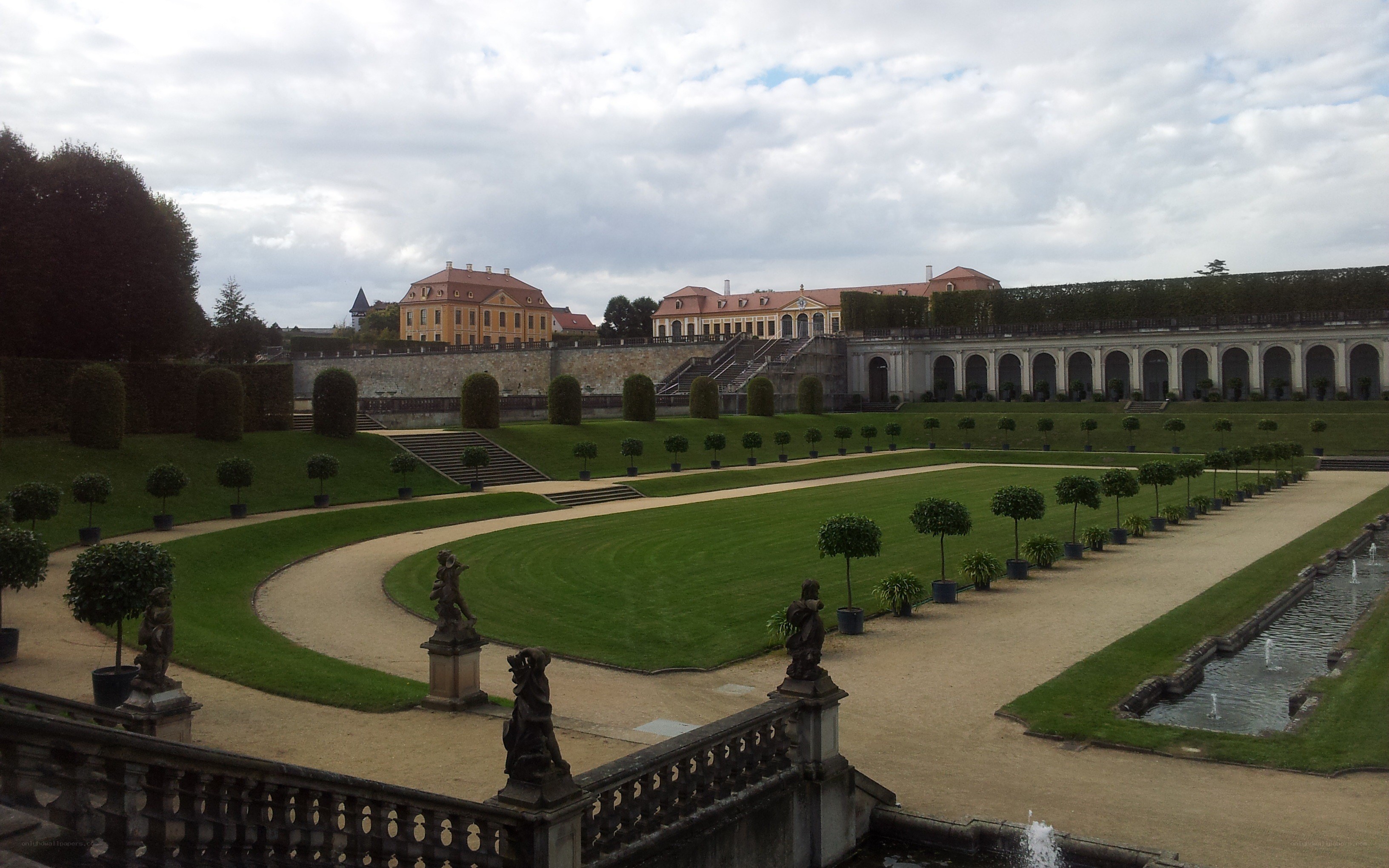 formal garden with palace
