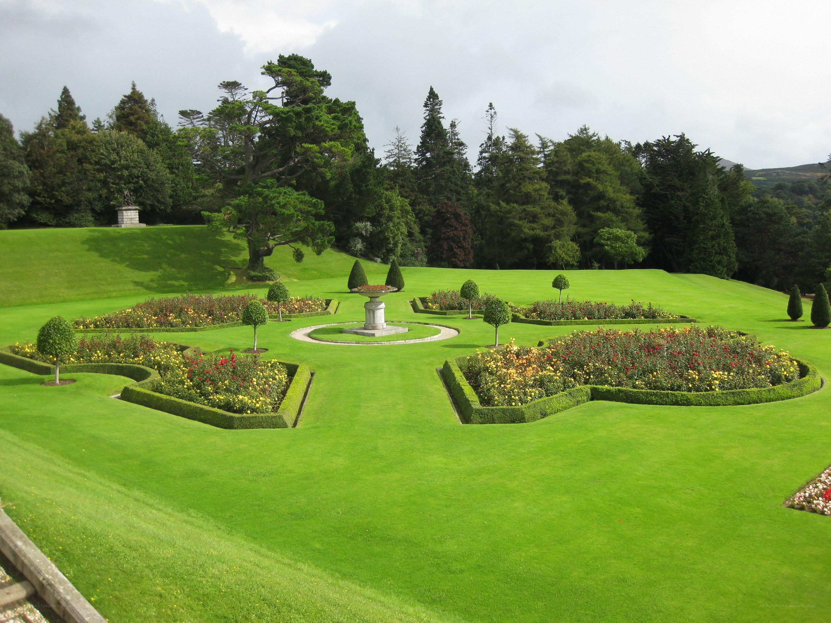 formal garden with rose beds