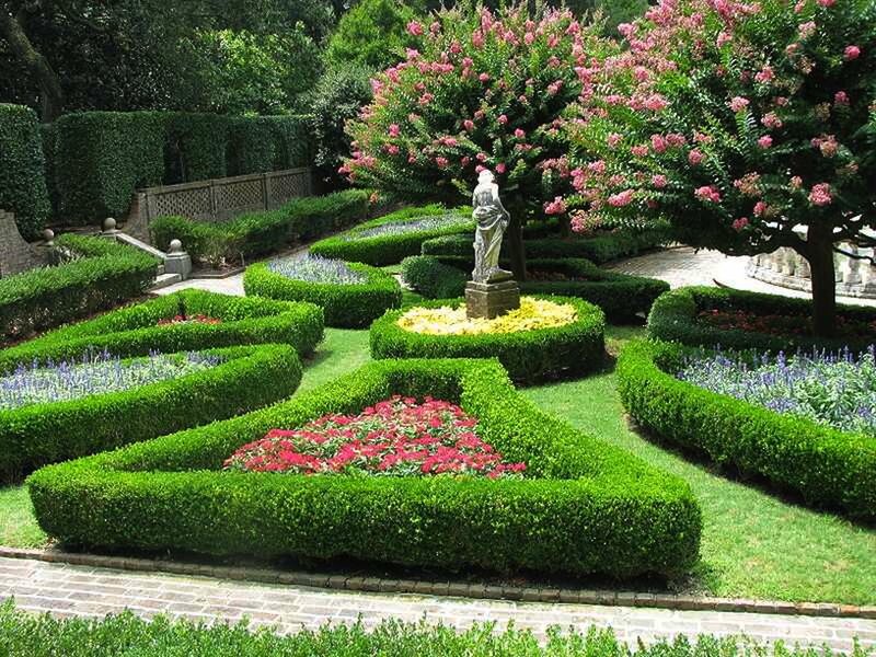 Formal Garden with Statue — Green