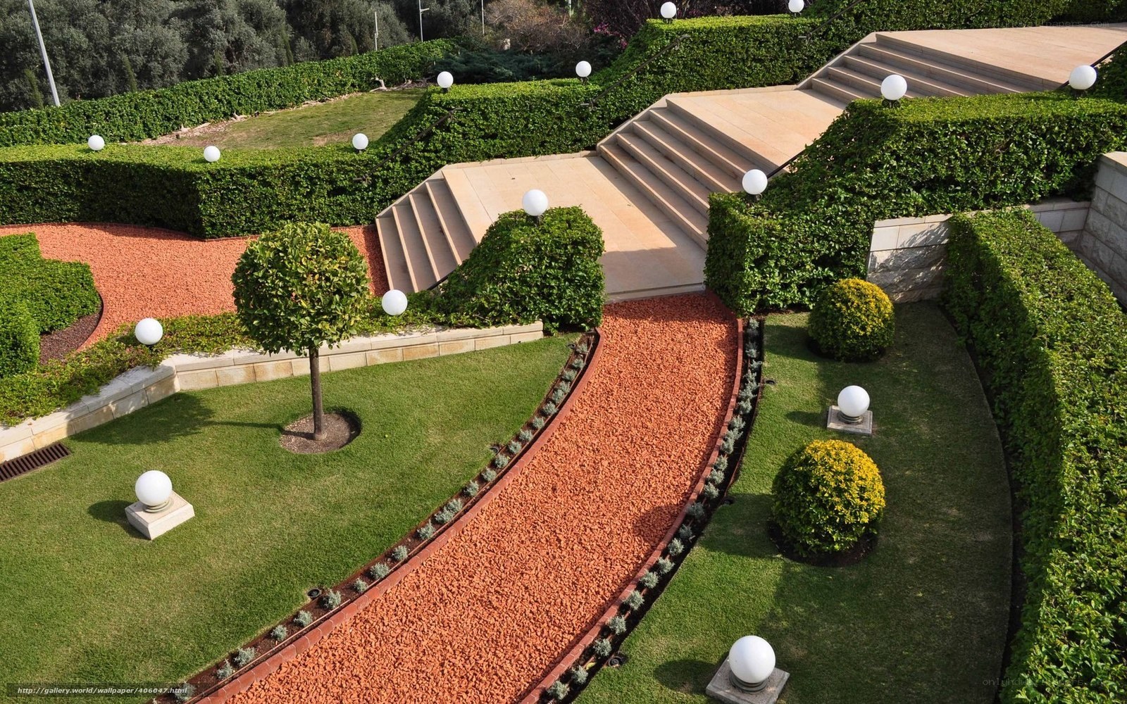formal garden with terraced steps