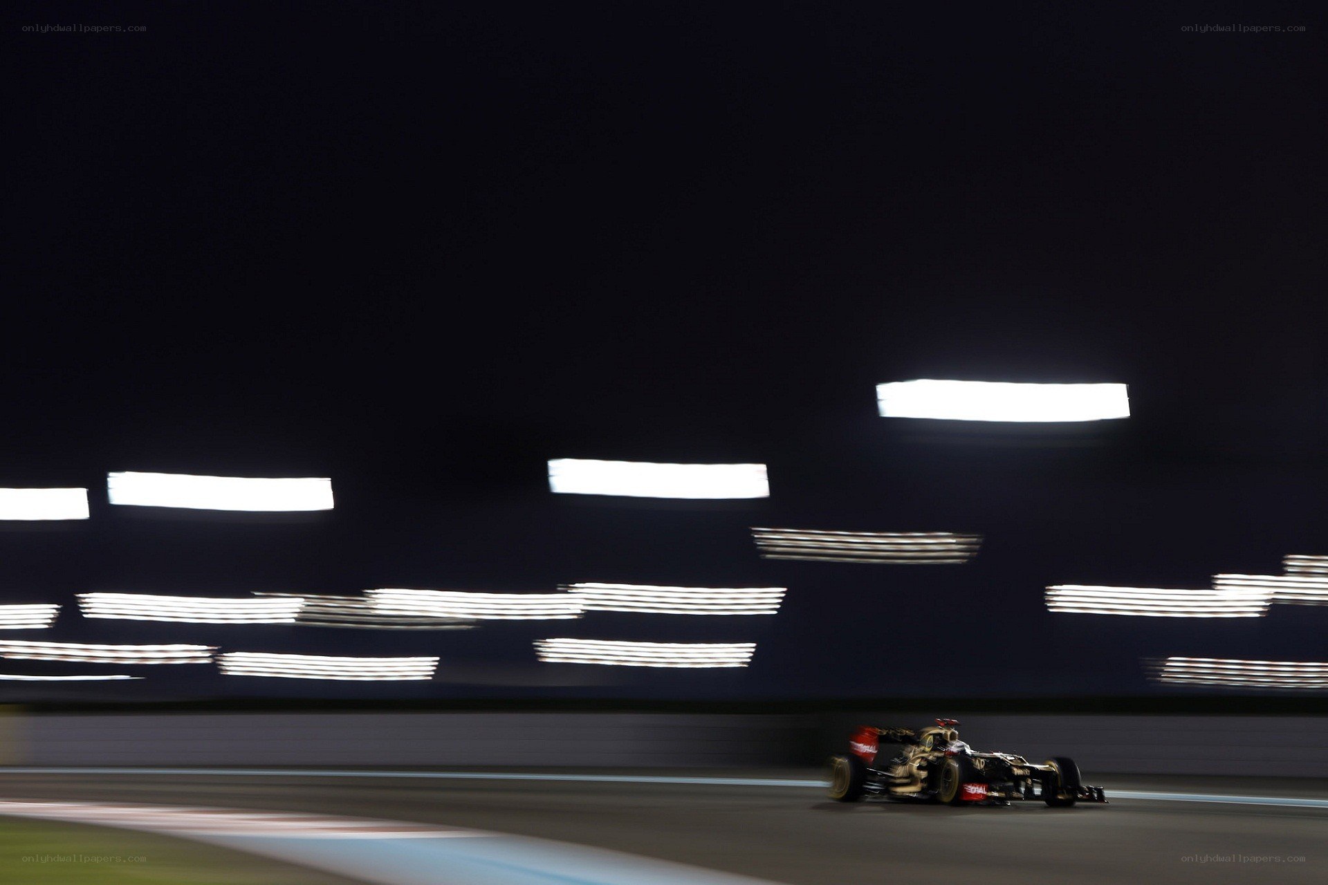 Formula 1 car at night