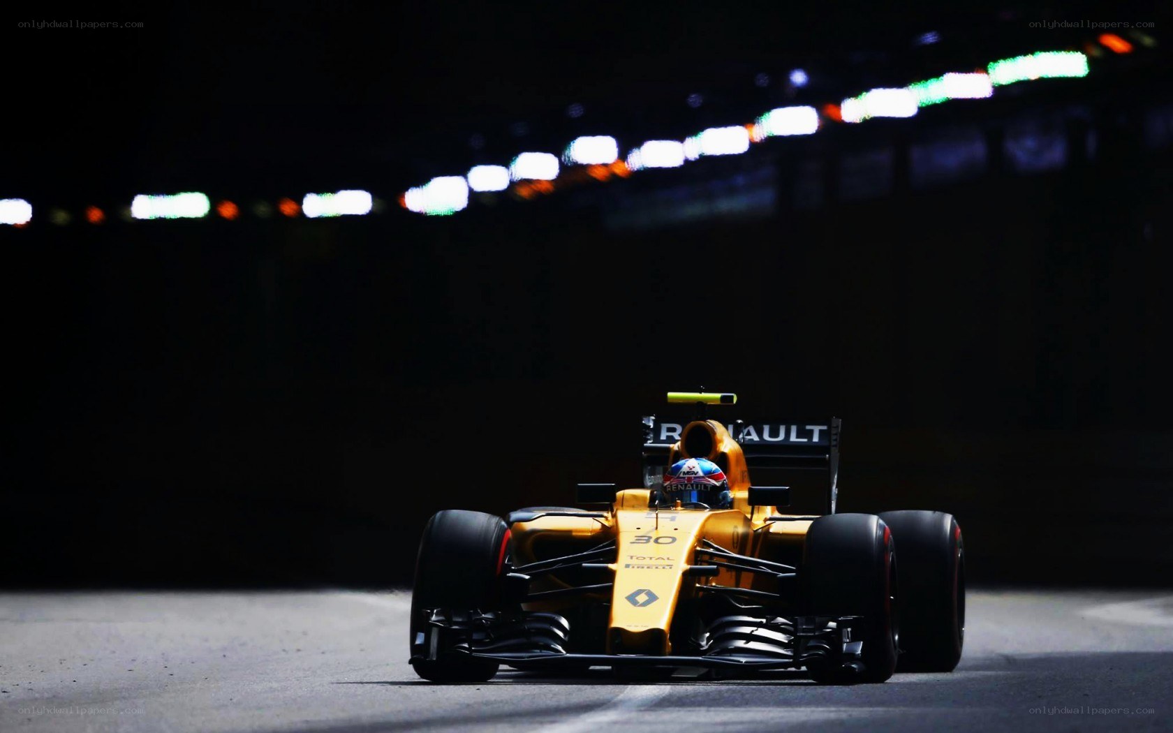 Formula 1 car at night