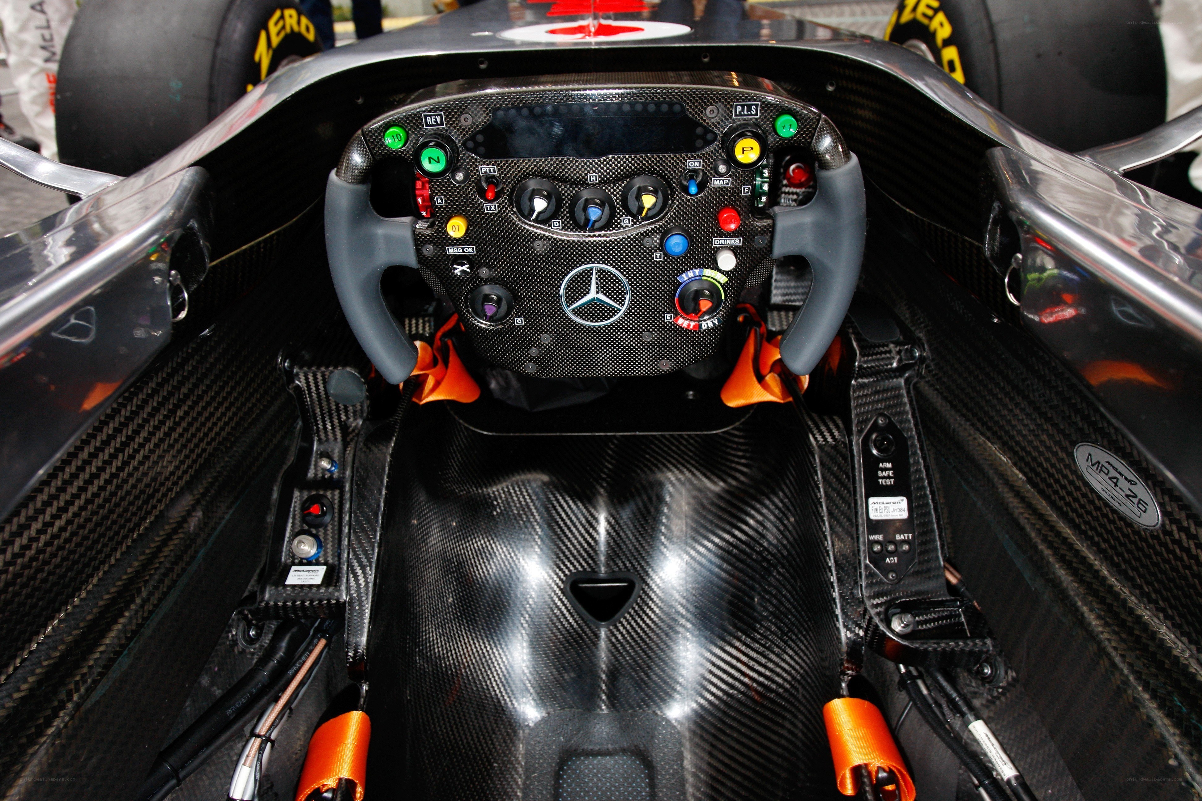 Formula 1 car cockpit interior