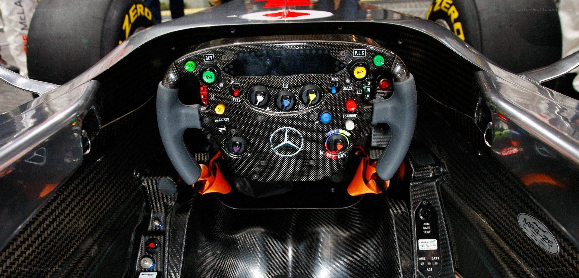 Formula 1 car cockpit interior