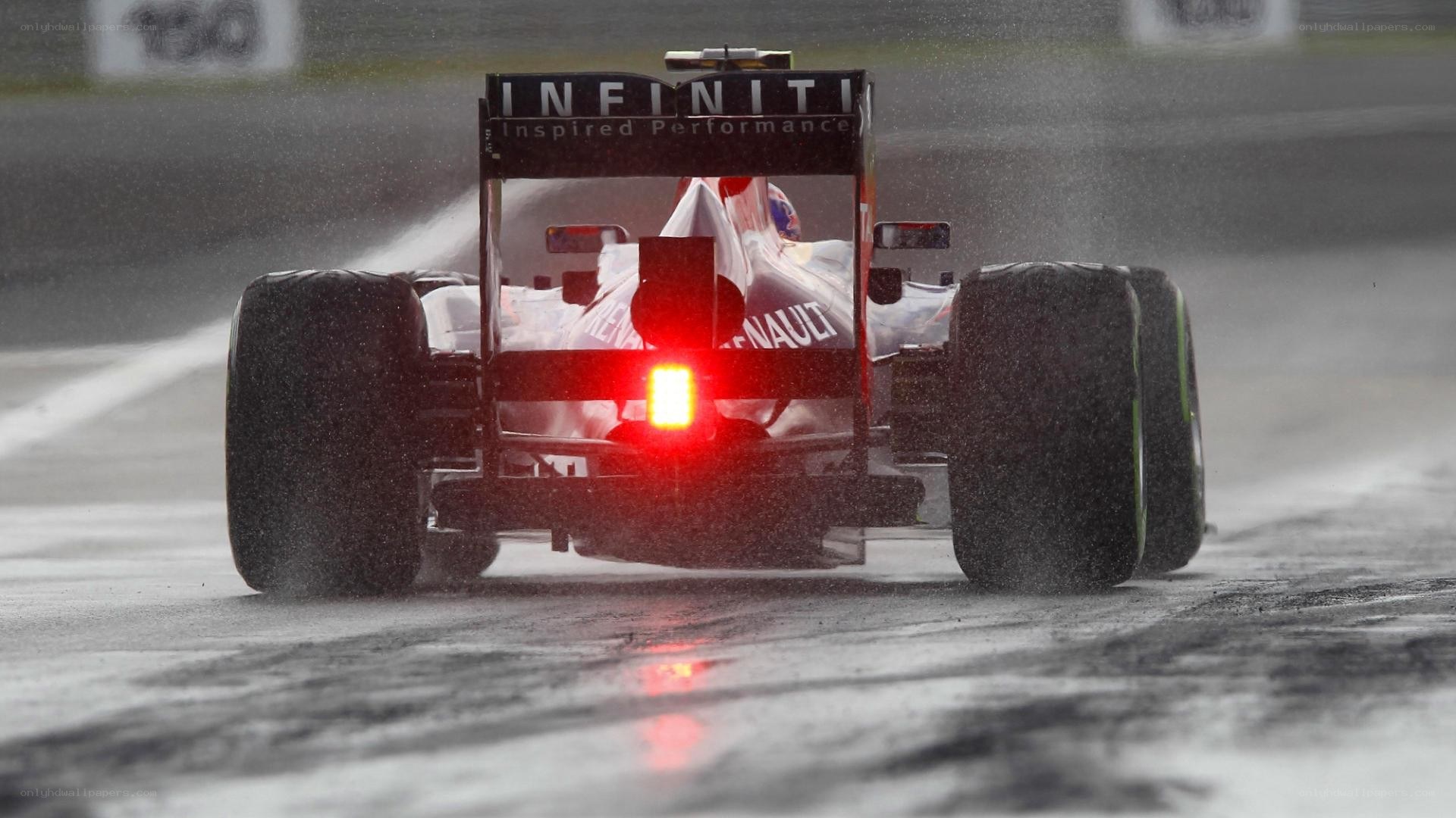Formula 1 car in rain