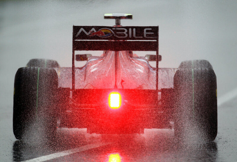 Formula 1 car in rain