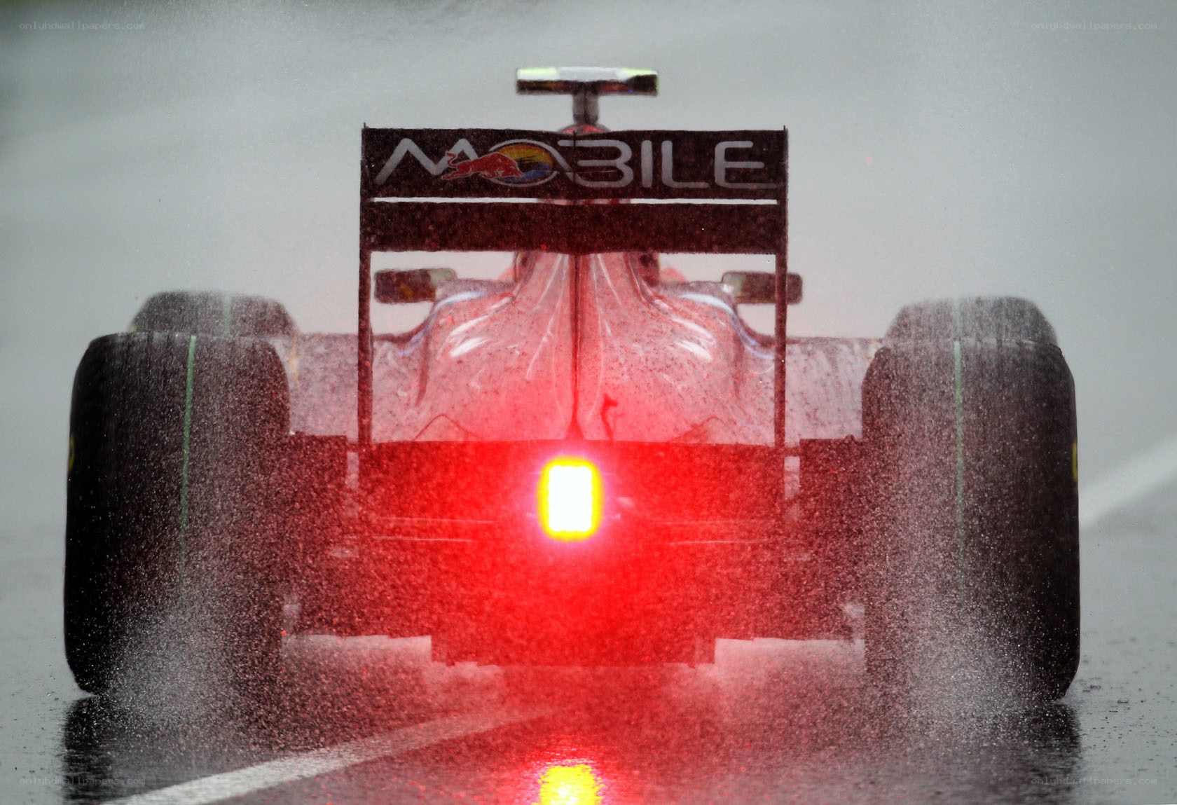 Formula 1 car in rain