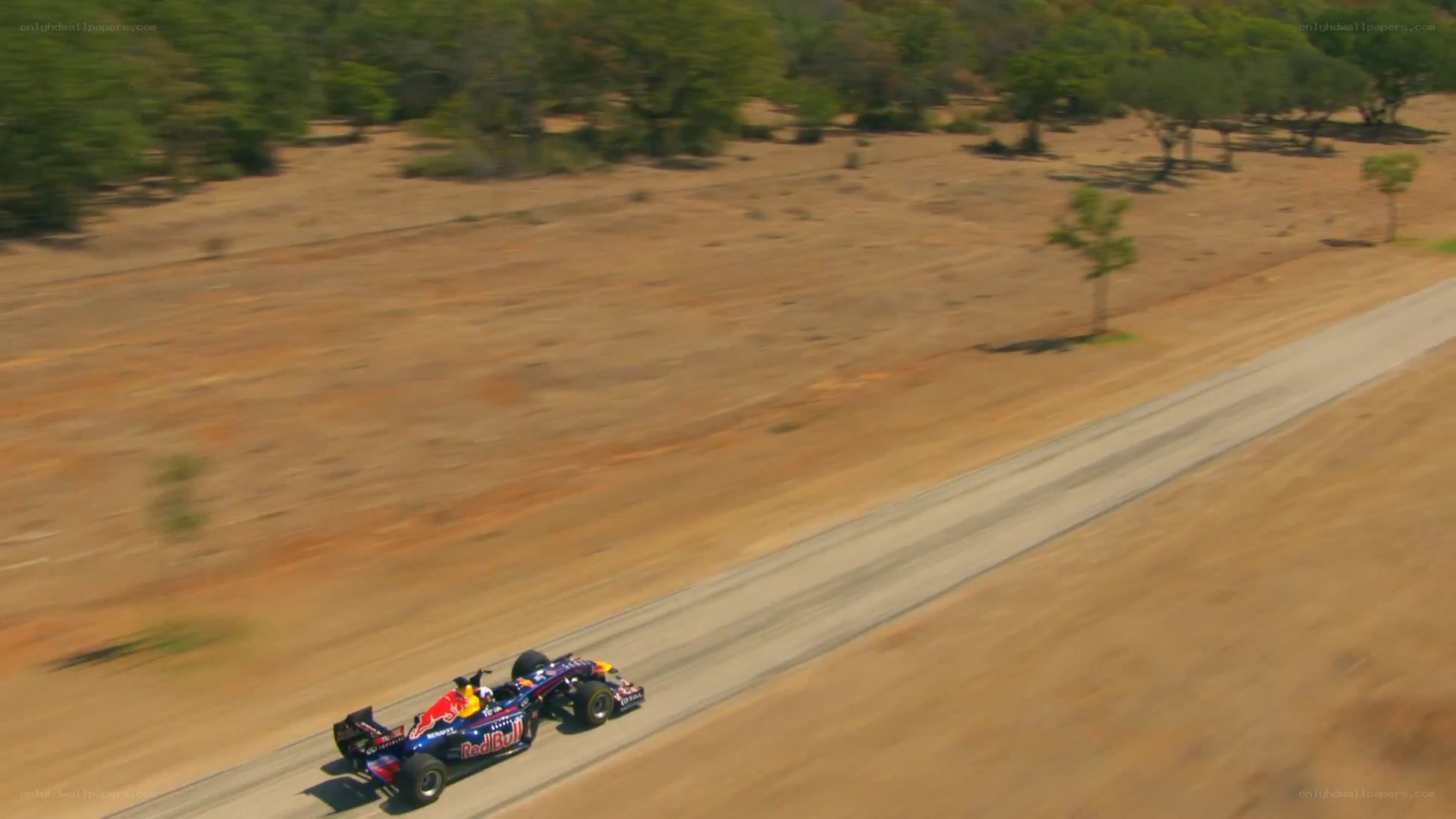 Formula 1 car on dirt track