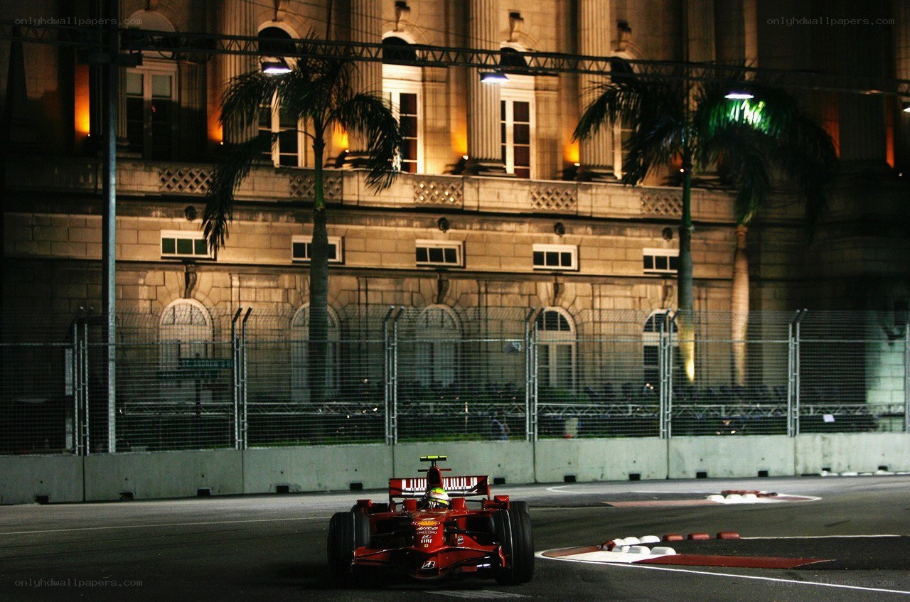Formula 1 car on night track
