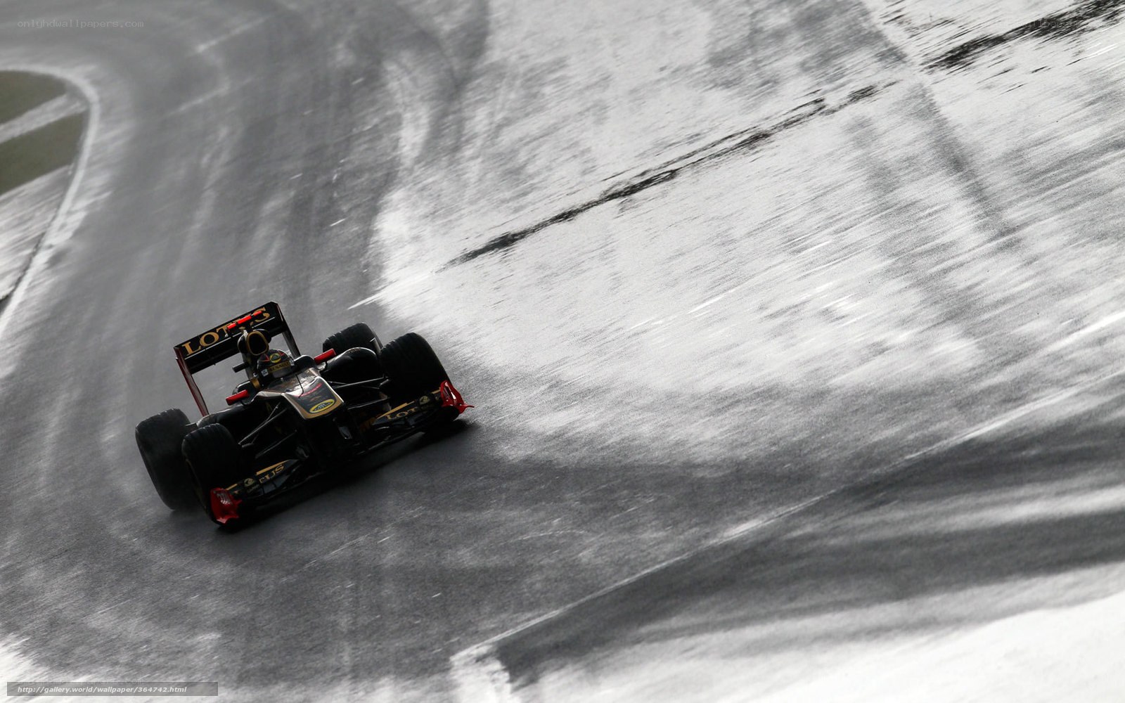 Formula 1 car on wet track