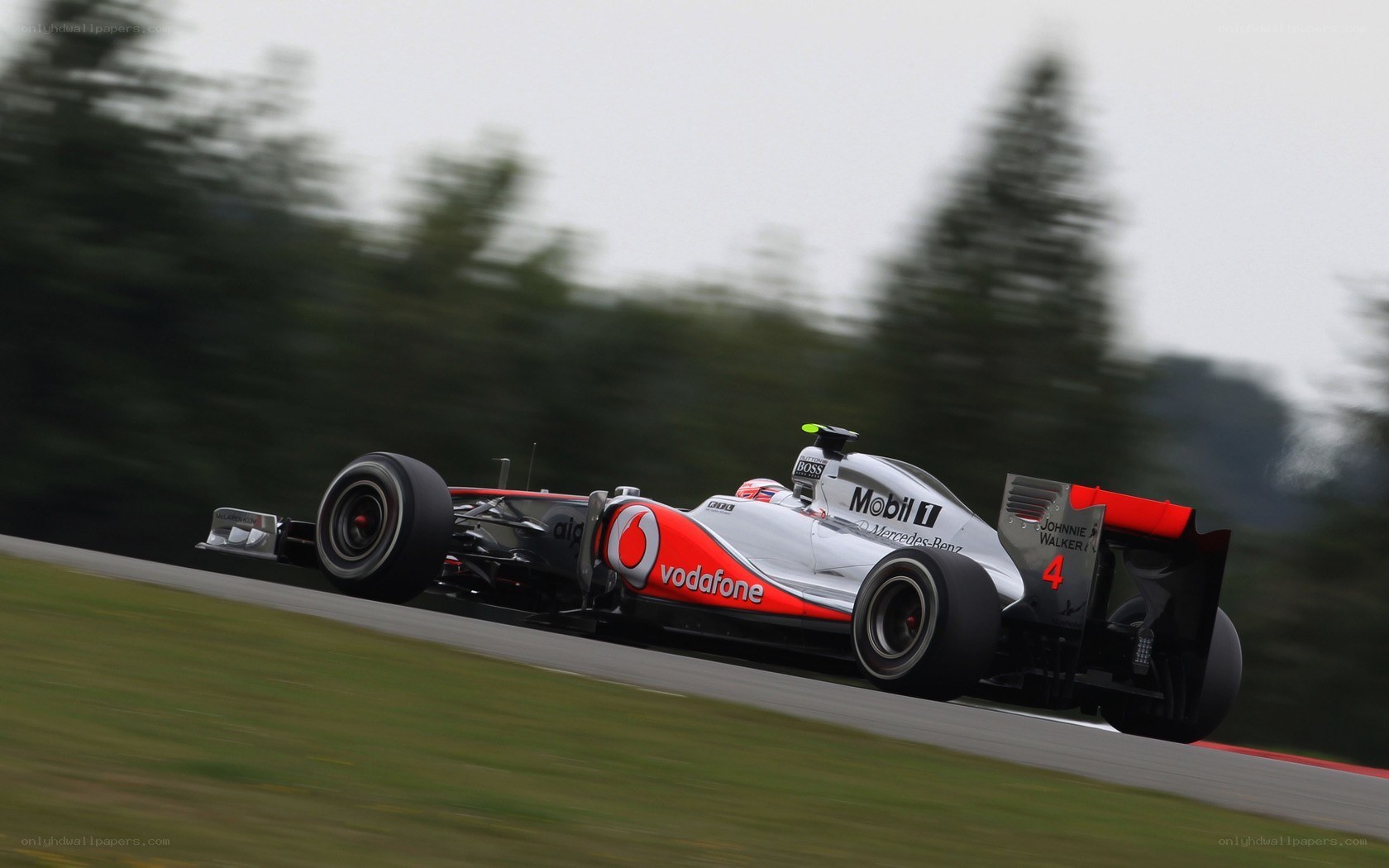 Formula 1 car racing on track