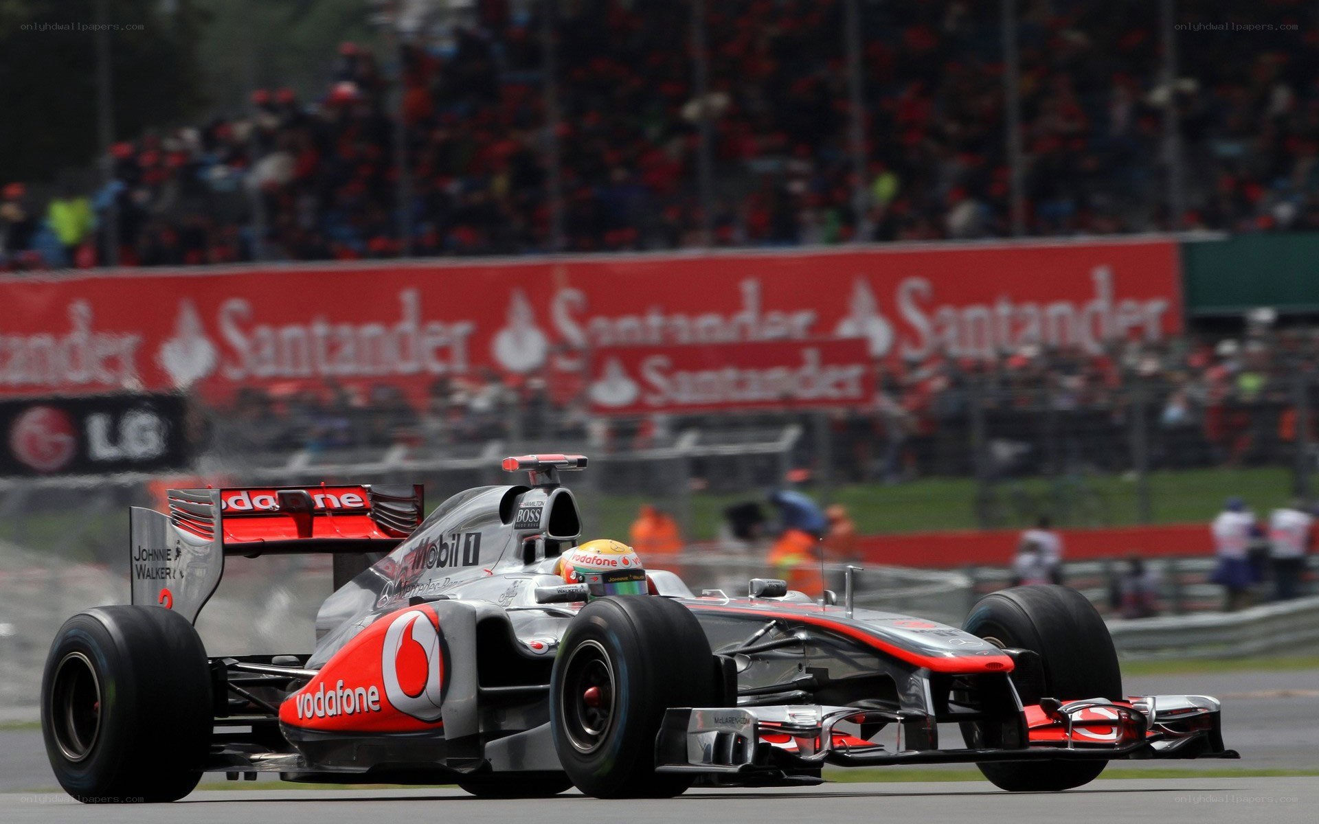 Formula 1 car racing on track