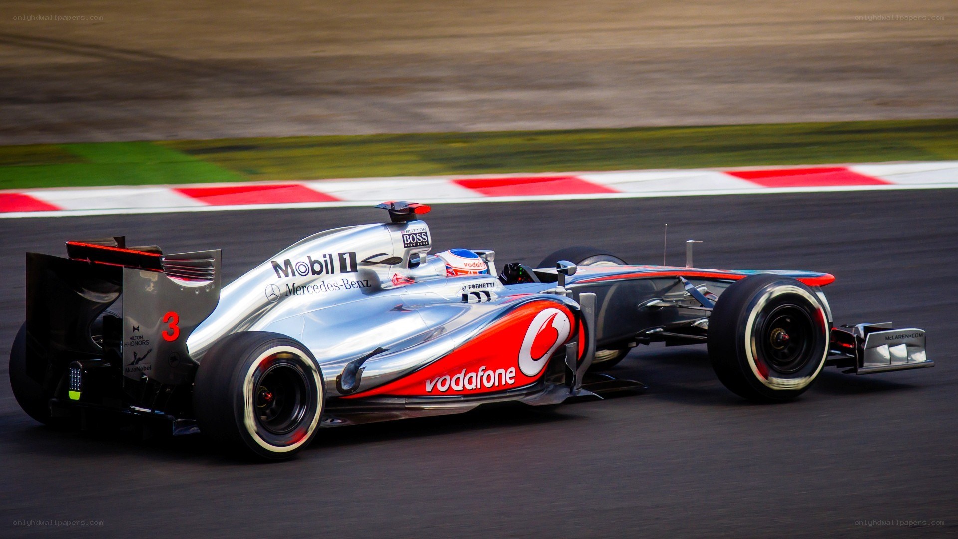 Formula 1 car racing on track