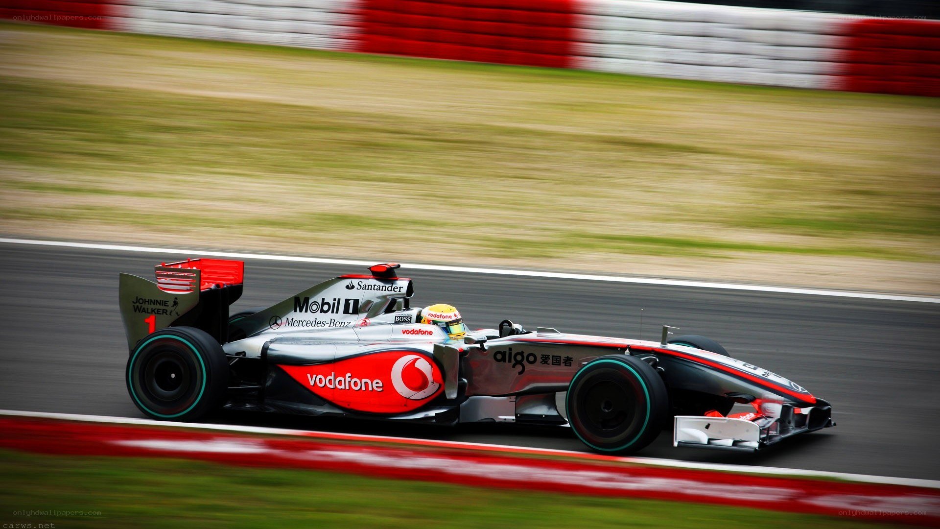 Formula 1 car racing on track