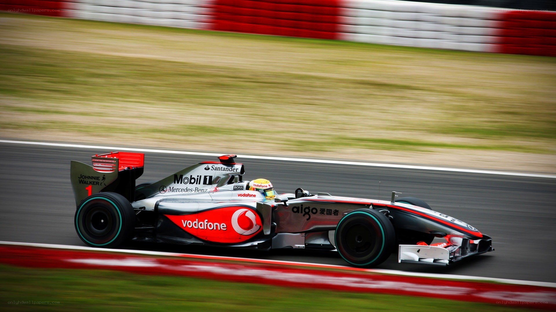 Formula 1 car racing on track