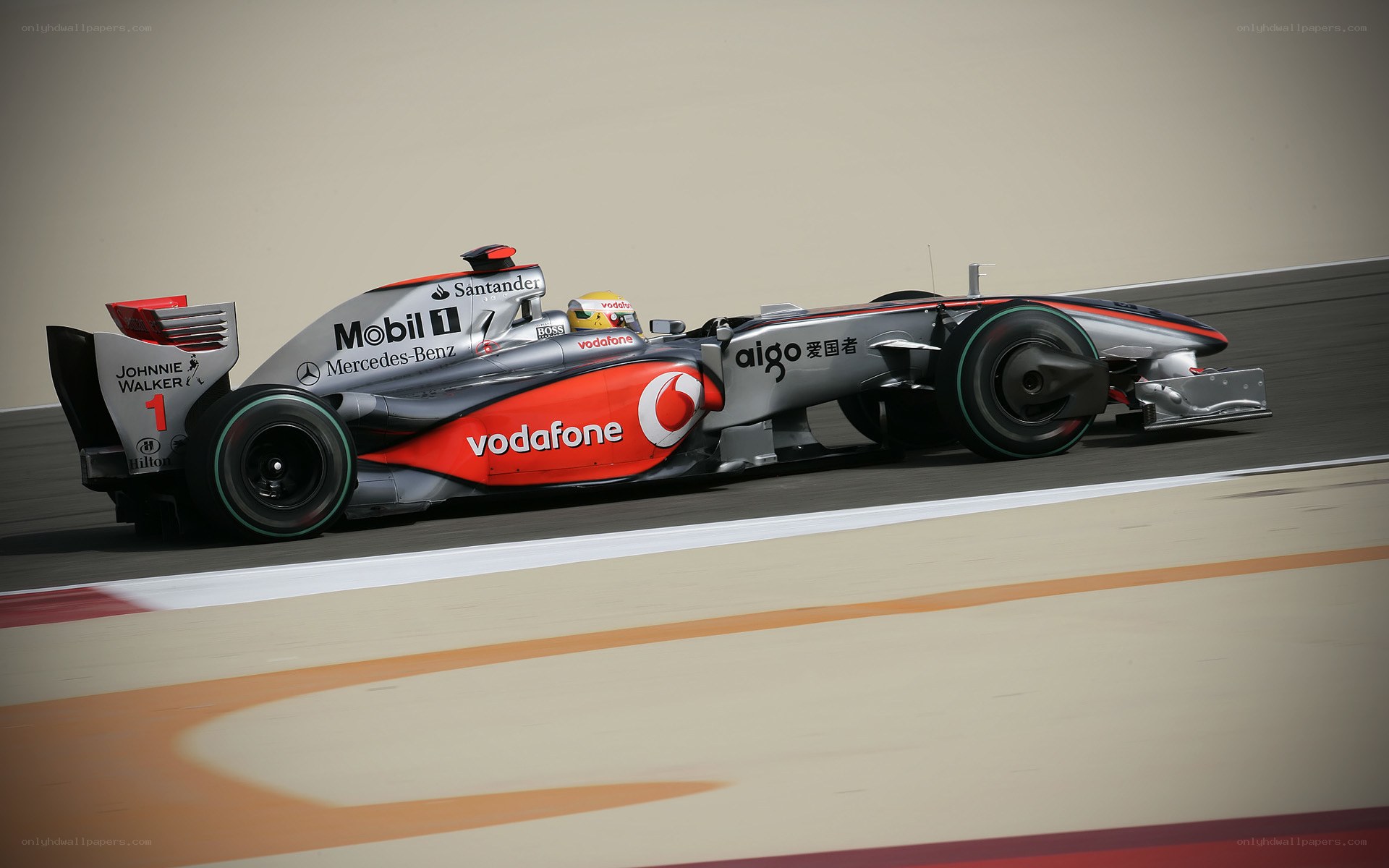 Formula 1 car racing on track