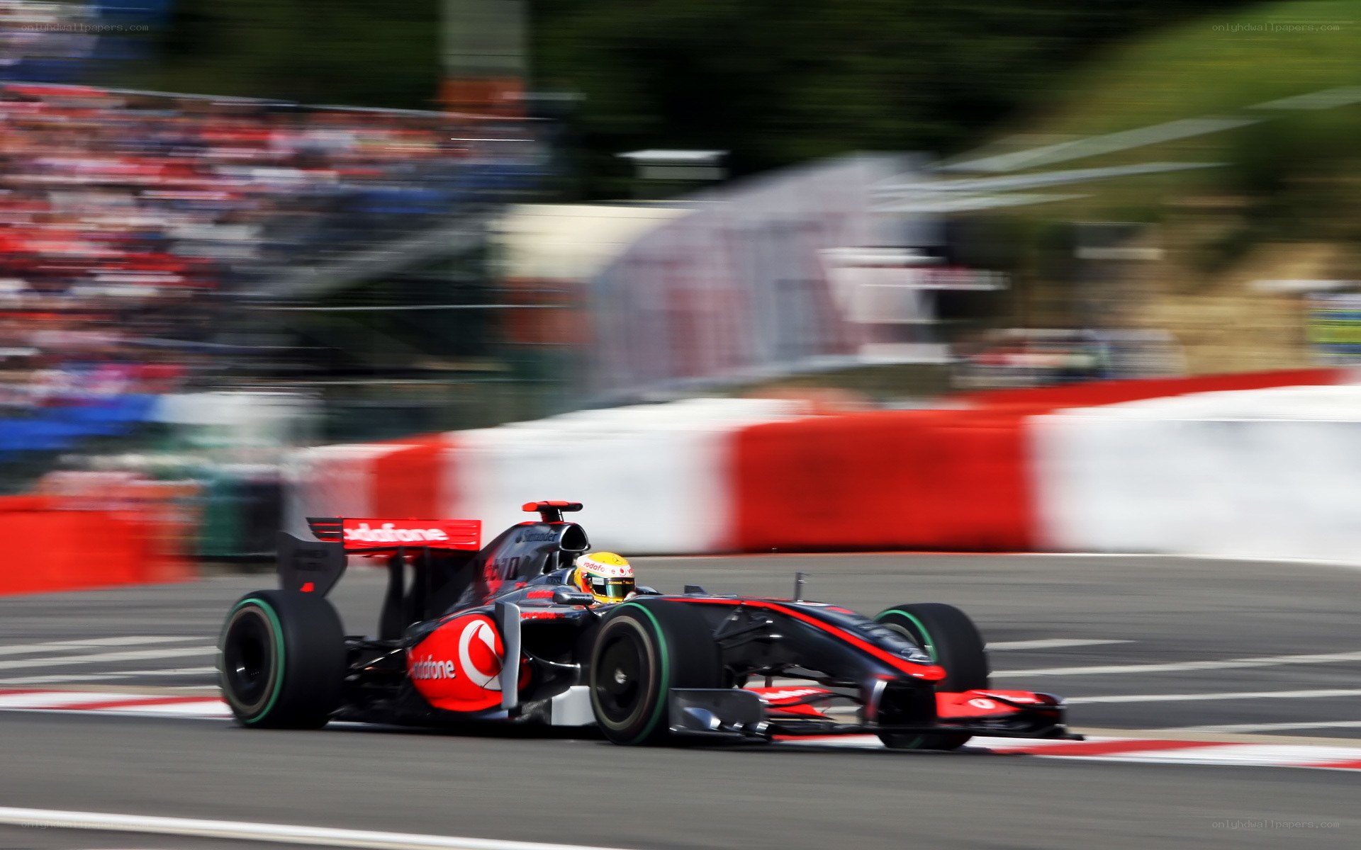 Formula 1 car racing on track